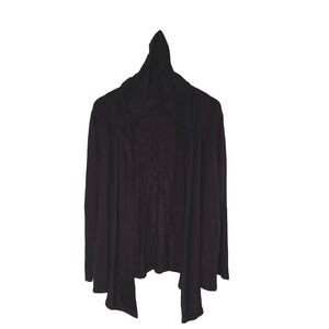 Splendid Black Hooded Open Front‎ Cardigan Pockets Soft Comfy Cozy Casual Medium